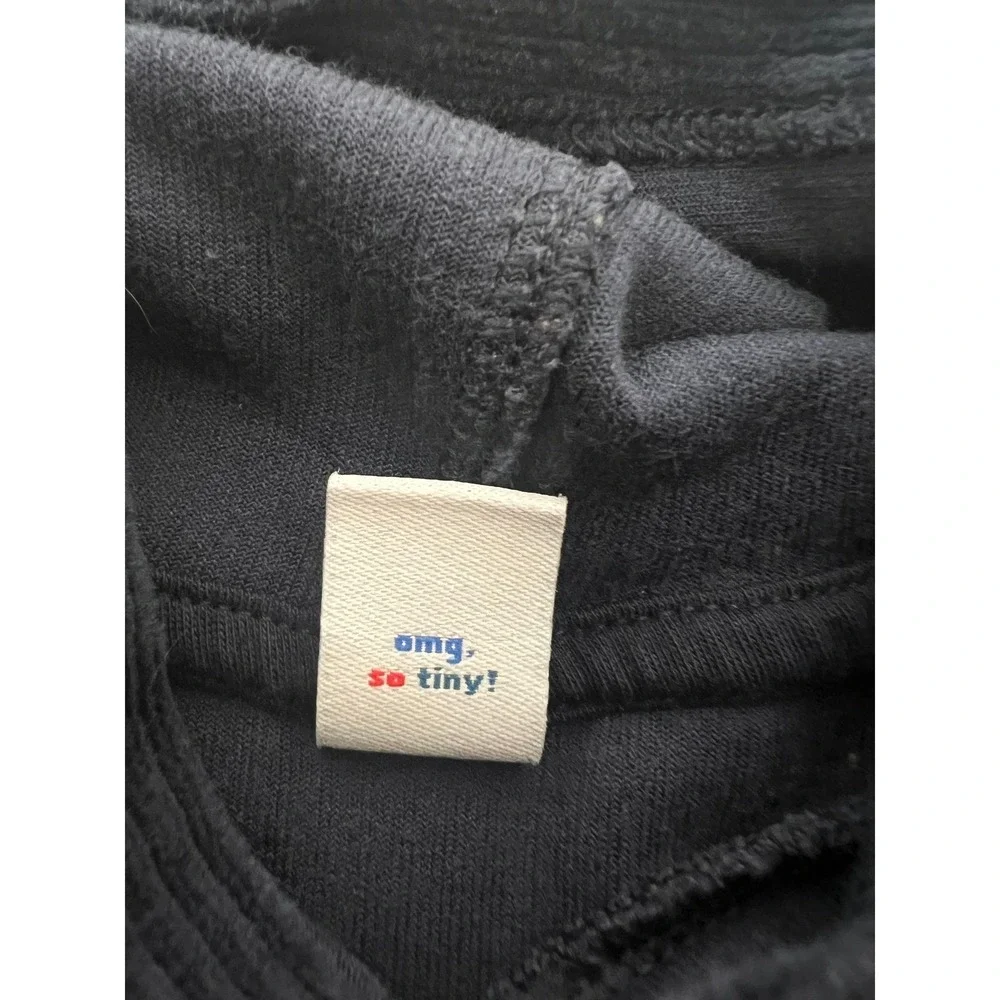 Old Navy Infant Boys Navy Blue Ribbed Corduroy Bear Ear Hoodie 6-12M (0974)